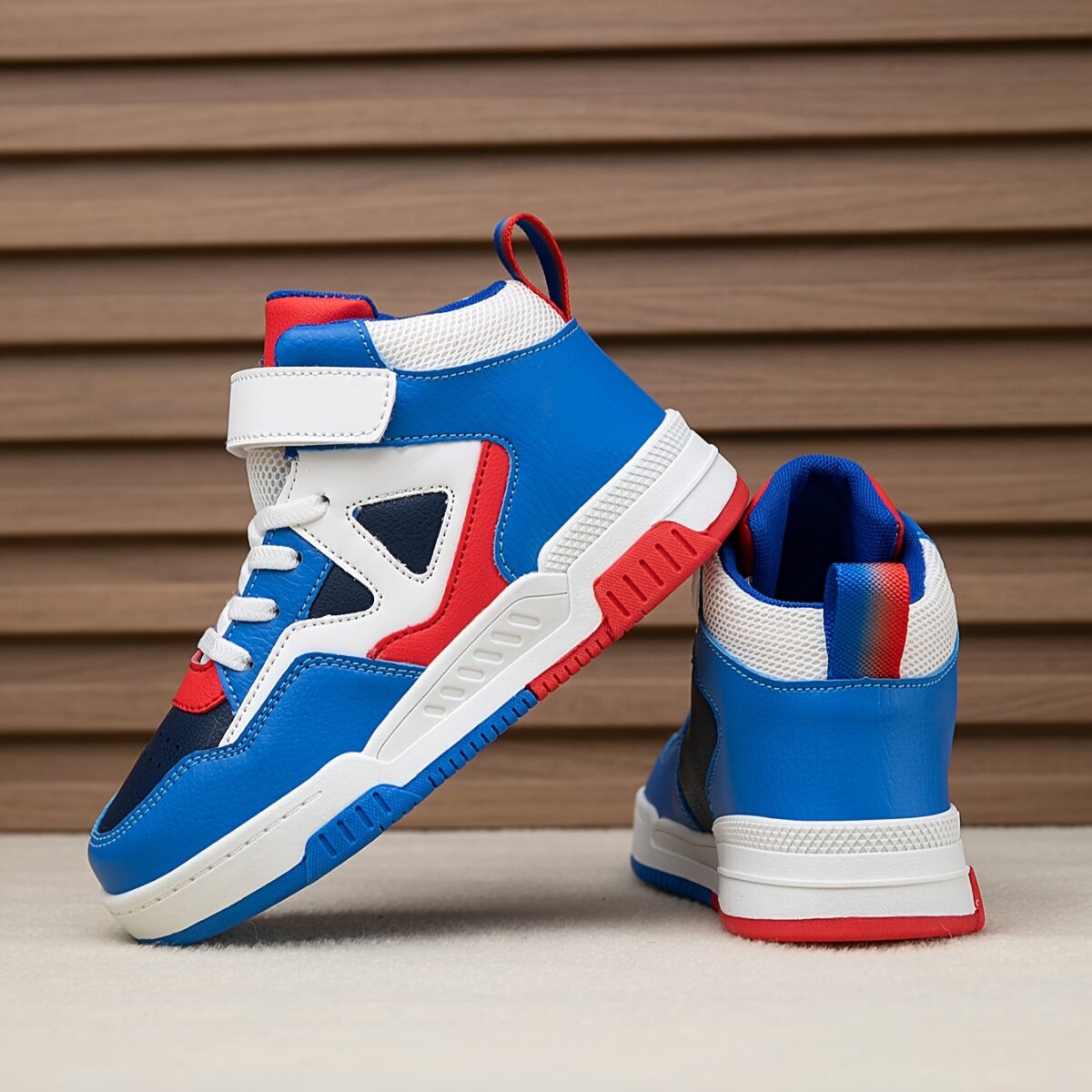 Stylish and durable color block high top sneakers for kids perfect for active play Showcasing vibrant color blocking and sturdy construction