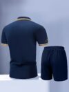 Newness Riviera Escape Mens Summer Set A stylish and comfortable two piece outfit perfect for summer Model showcases the breathable polyester fabric and modern look