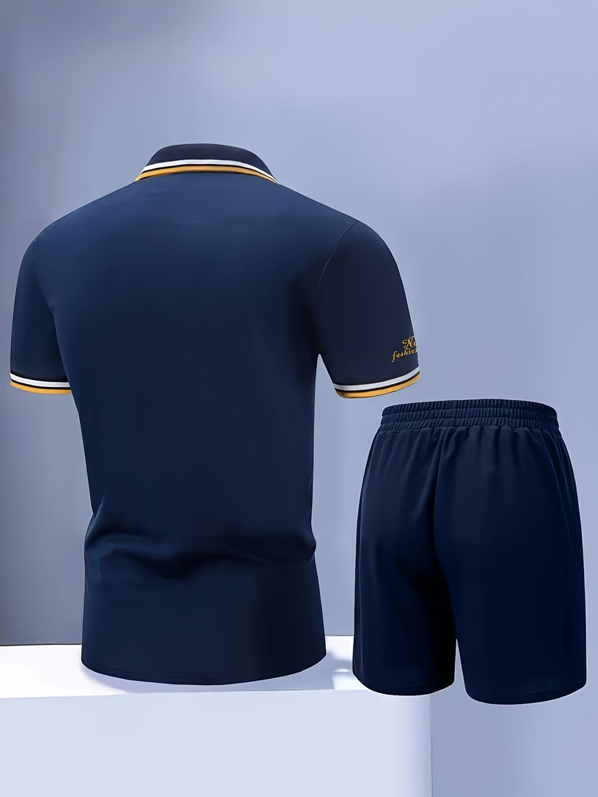 Newness Riviera Escape Mens Summer Set A stylish and comfortable two piece outfit perfect for summer Model showcases the breathable polyester fabric and modern look