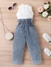 Adorable girls denim set from Newness perfect for spring summer or fall Features a stylish design and comfortable fit