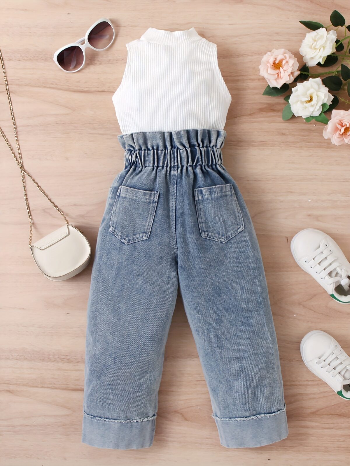 Adorable girls denim set from Newness perfect for spring summer or fall Features a stylish design and comfortable fit