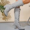 Newness Lace Up Gray High Heels Modern elegance personified Stunning gray high heels with lace up detail Shop the latest collection now