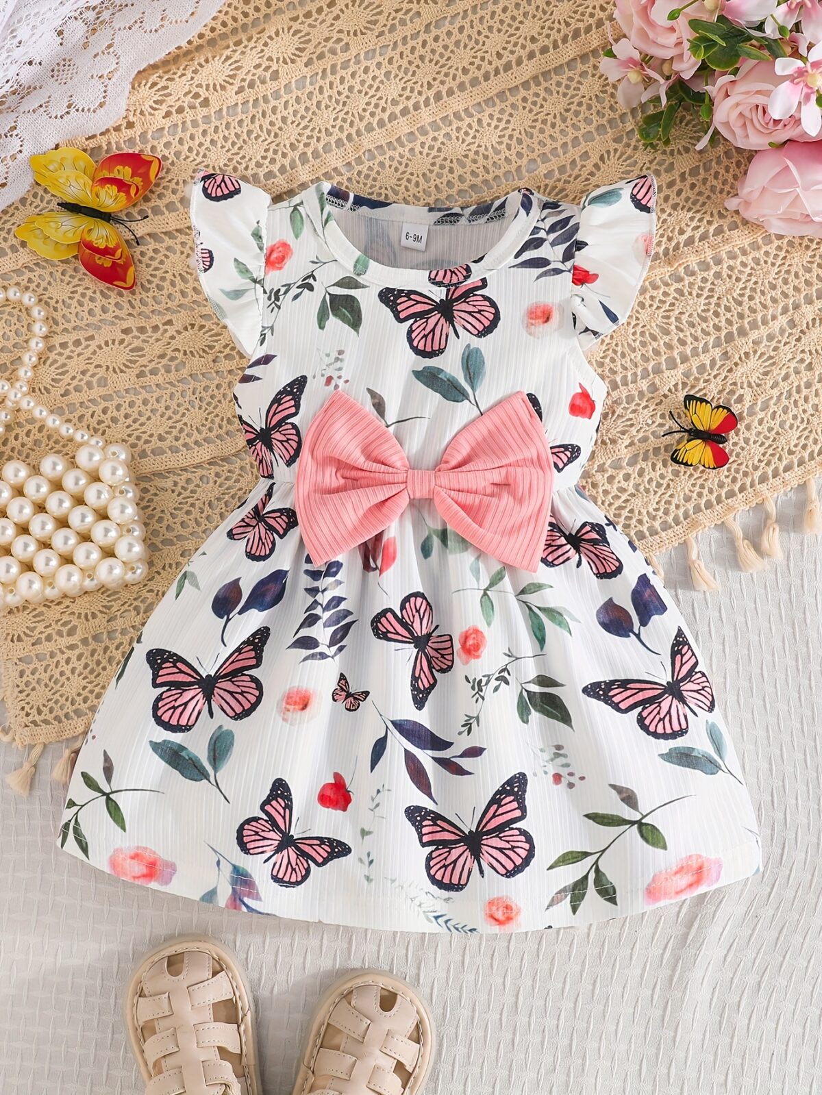 Adorable Summer Bloom Baby Girl Dress Set A charming two piece outfit in soft summery colors perfect for warm weather