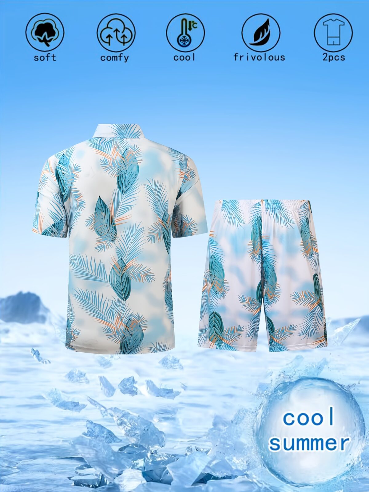 Stylish Riviera Palm Print Set Two piece outfit with vibrant palm print perfect for summer Model showcases the set