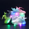 Kids BananaDeer Galaxy Glow LED Sneakers lighting up with vibrant colors