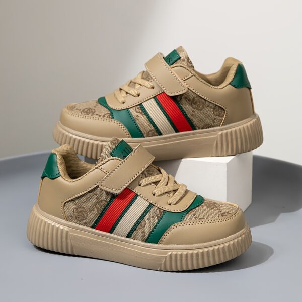 Stylish and vibrant color block striped kids sneakers by Newness Lightweight and durable perfect for everyday wear