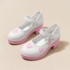 Adorable Princess Heart Girls Party Shoes in pink and white perfect for birthdays and special occasions Featuring a heart shaped design and comfortable fit