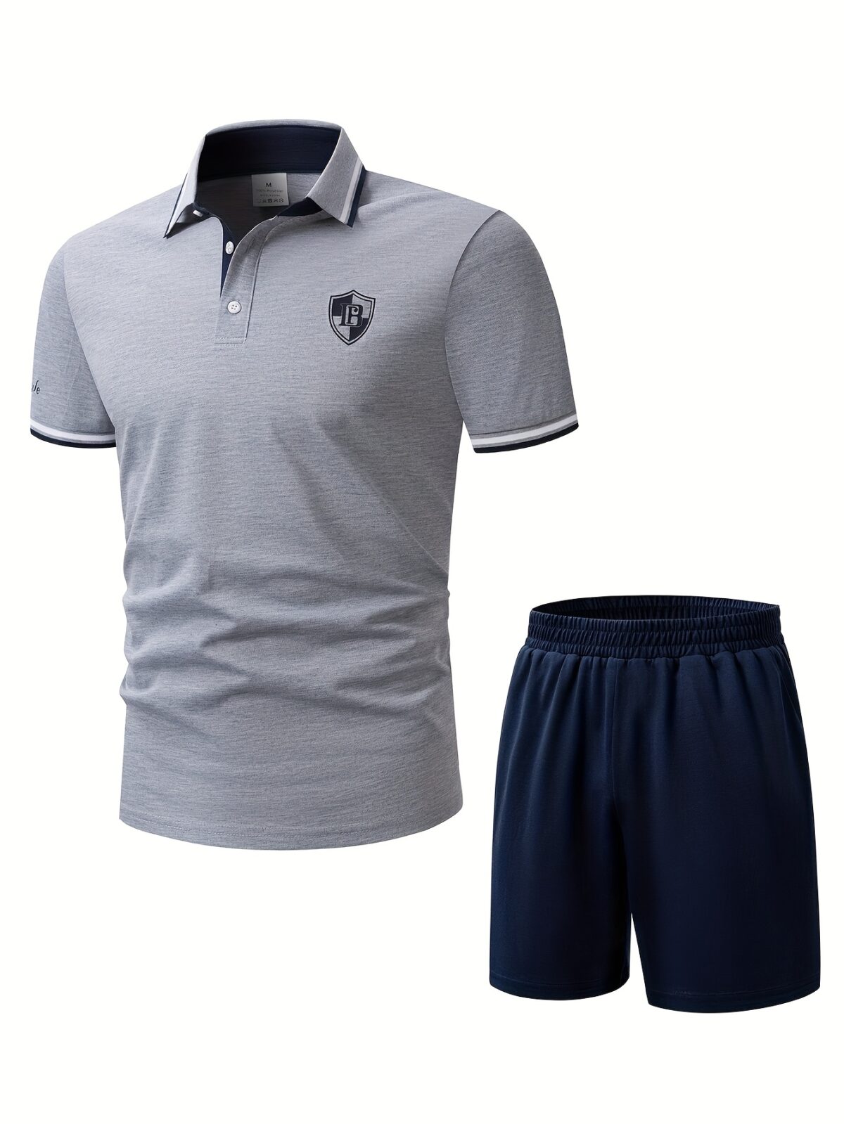Newness Modern Mens Polo Shorts Set A stylish and comfortable polo shirt and shorts set perfect for summer The model wears the set showcasing its relaxed fit and modern design