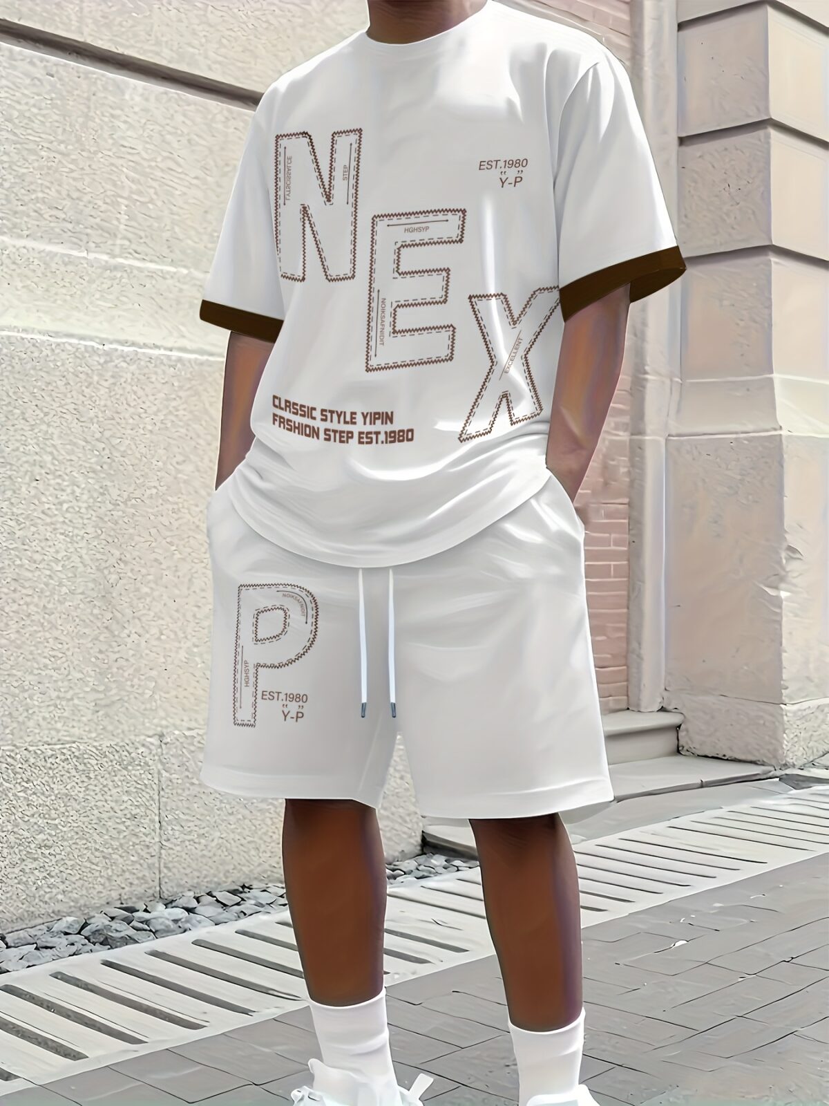 Model showcasing the Newness Urban Explorer Mens Summer Set a stylish and breathable outfit perfect for summer