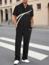 Newness Chicago Mens Casual Two Piece Set Stylish letter print two piece outfit perfect for any casual occasion