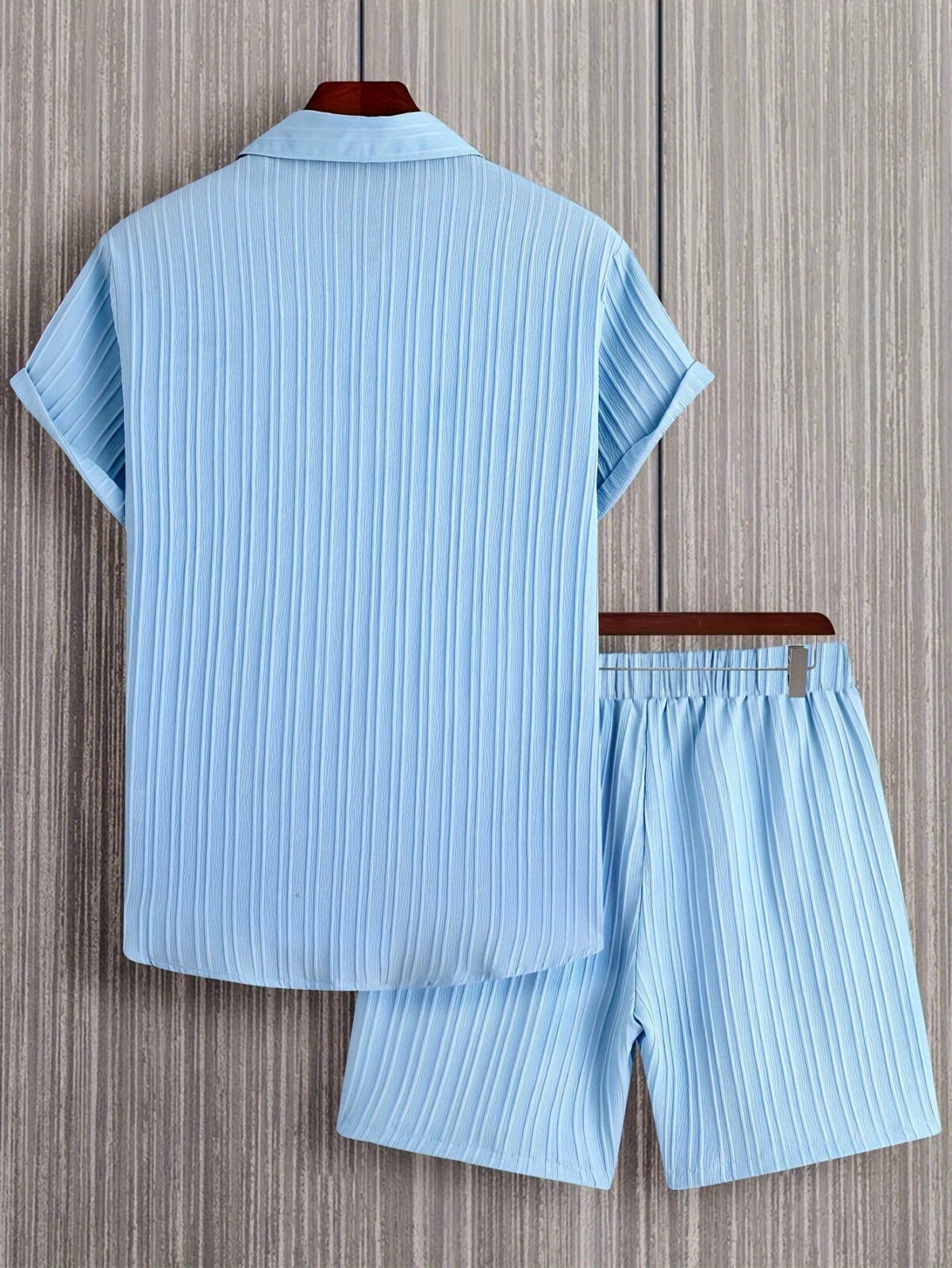 Newness Riviera Breeze Mens Summer Set A stylish two piece outfit in breathable polyester perfect for summer Model showcases the modern fit and comfort