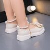 Adorable Princess Bow  Pearl Girls Mary Janes in white perfect for weddings parties and casual wear