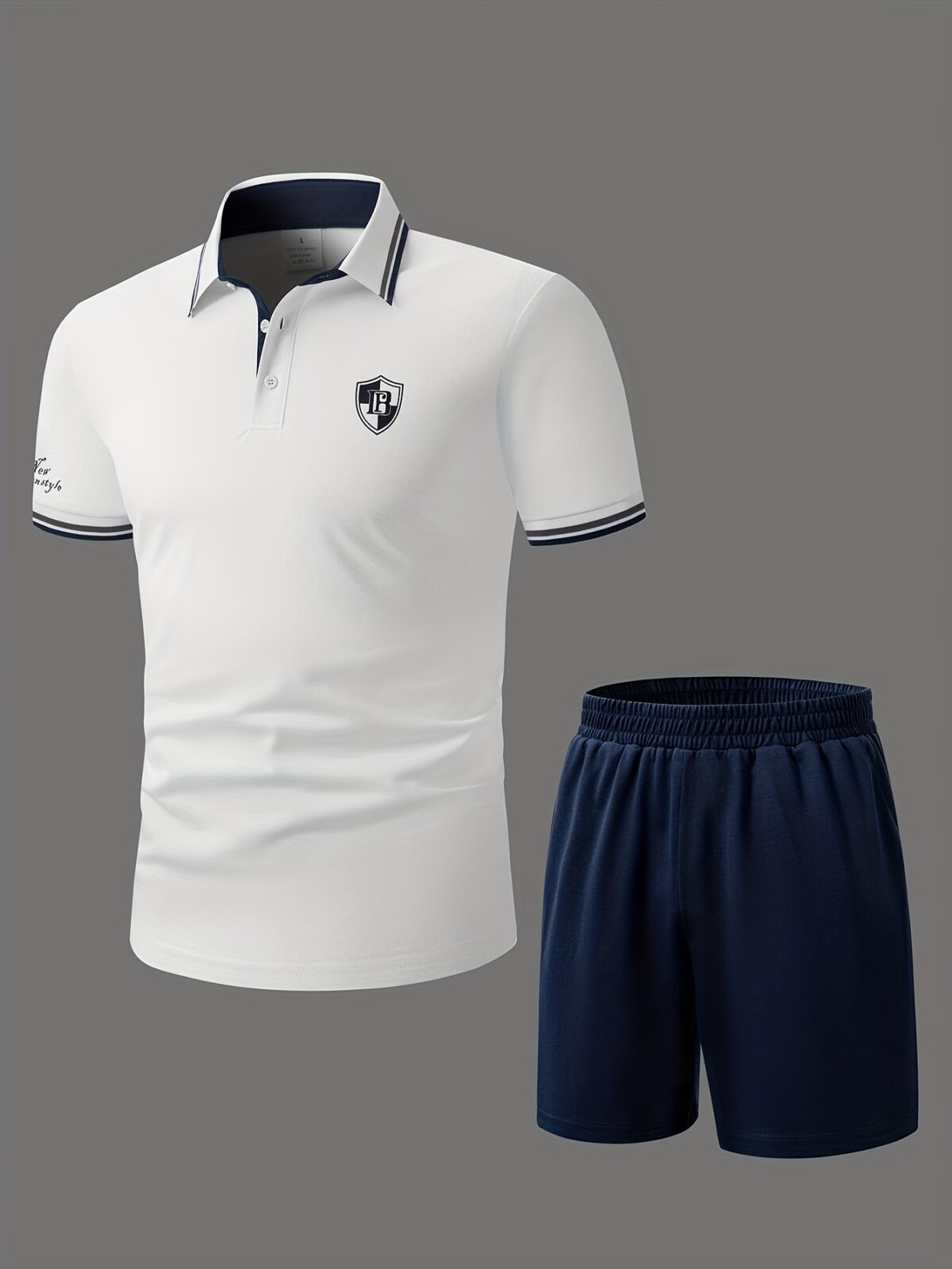Newness Modern Mens Polo Shorts Set A stylish and comfortable polo shirt and shorts set perfect for summer The model wears the set showcasing its relaxed fit and modern design