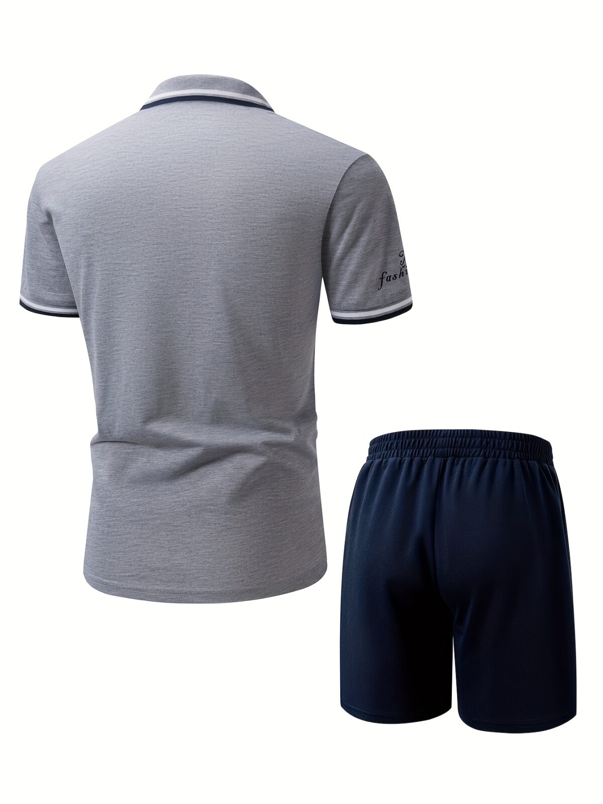 Newness Modern Mens Polo Shorts Set A stylish and comfortable polo shirt and shorts set perfect for summer The model wears the set showcasing its relaxed fit and modern design