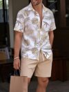 Stylish Riviera Escape Printed Shirt and Shorts Set in lightweight polyester from Newness Perfect for summer