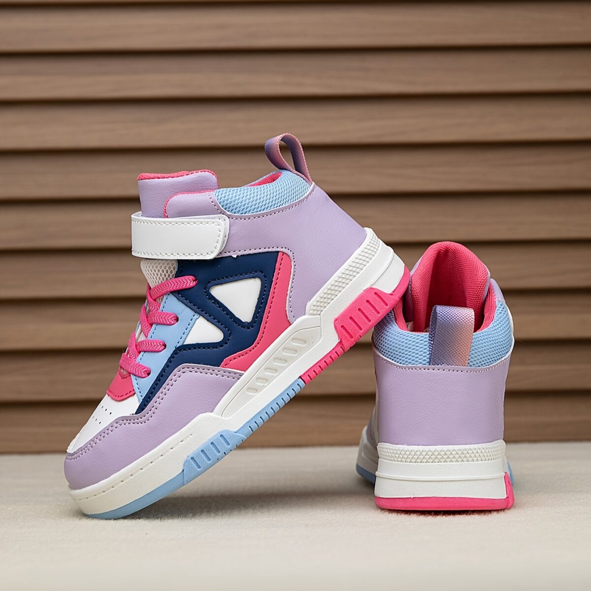 Stylish and durable color block high top sneakers for kids perfect for active play Showcasing vibrant color blocking and sturdy construction