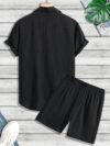 Newness Riviera Breeze Mens Summer Set A stylish two piece outfit in breathable polyester perfect for summer Model showcases the modern fit and comfort