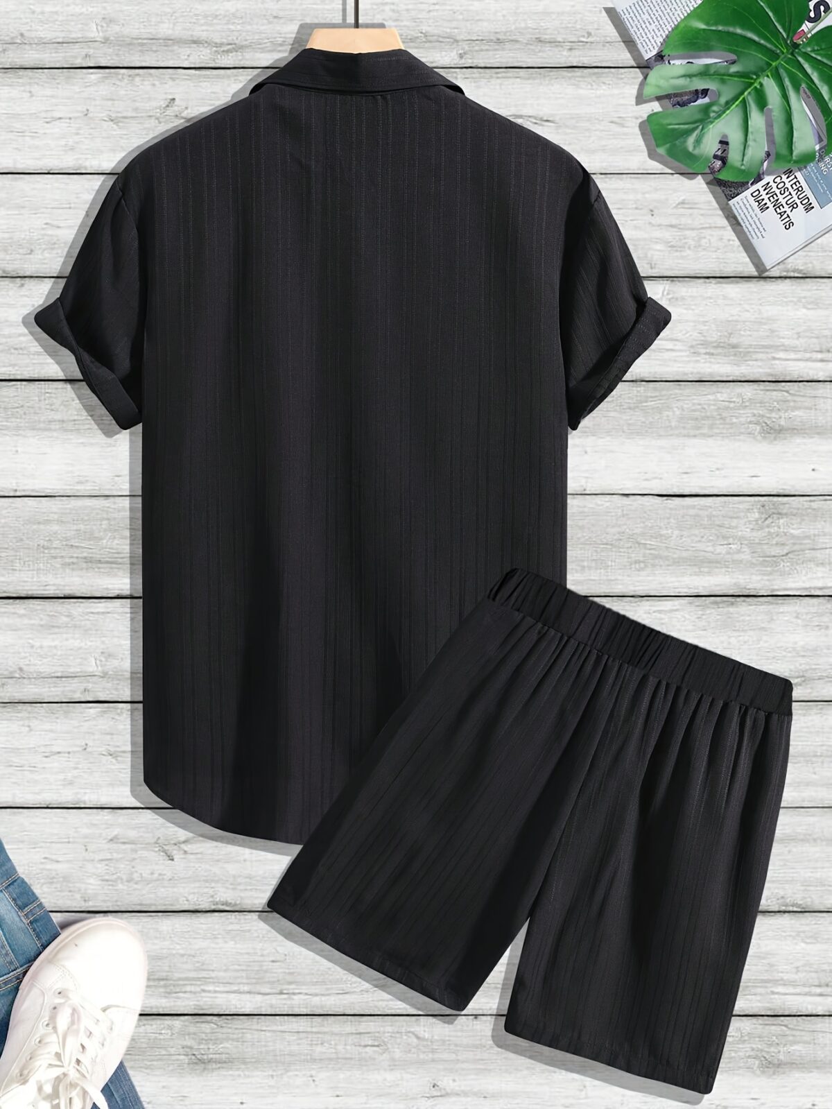 Newness Riviera Breeze Mens Summer Set A stylish two piece outfit in breathable polyester perfect for summer Model showcases the modern fit and comfort