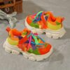 Childs bright neon green pink and yellow Cloud Play Sneakers stylish and comfortable for spring or fall