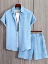 Newness Riviera Breeze Mens Summer Set A stylish two piece outfit in breathable polyester perfect for summer Model showcases the modern fit and comfort