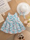 Girl wearing a charming summer floral print dress ideal for beach parties