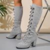 Newness Lace Up Gray High Heels Modern elegance personified Stunning gray high heels with lace up detail Shop the latest collection now