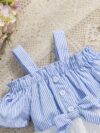 Adorable baby girl wearing a cute and playful summer stripe sundress perfect for playtime