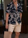 Stylish Riviera Escape Printed Shirt and Shorts Set in lightweight polyester from Newness Perfect for summer