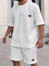 Womens Cable Knit Shorts Set in Cream stylish and comfortable summer outfit