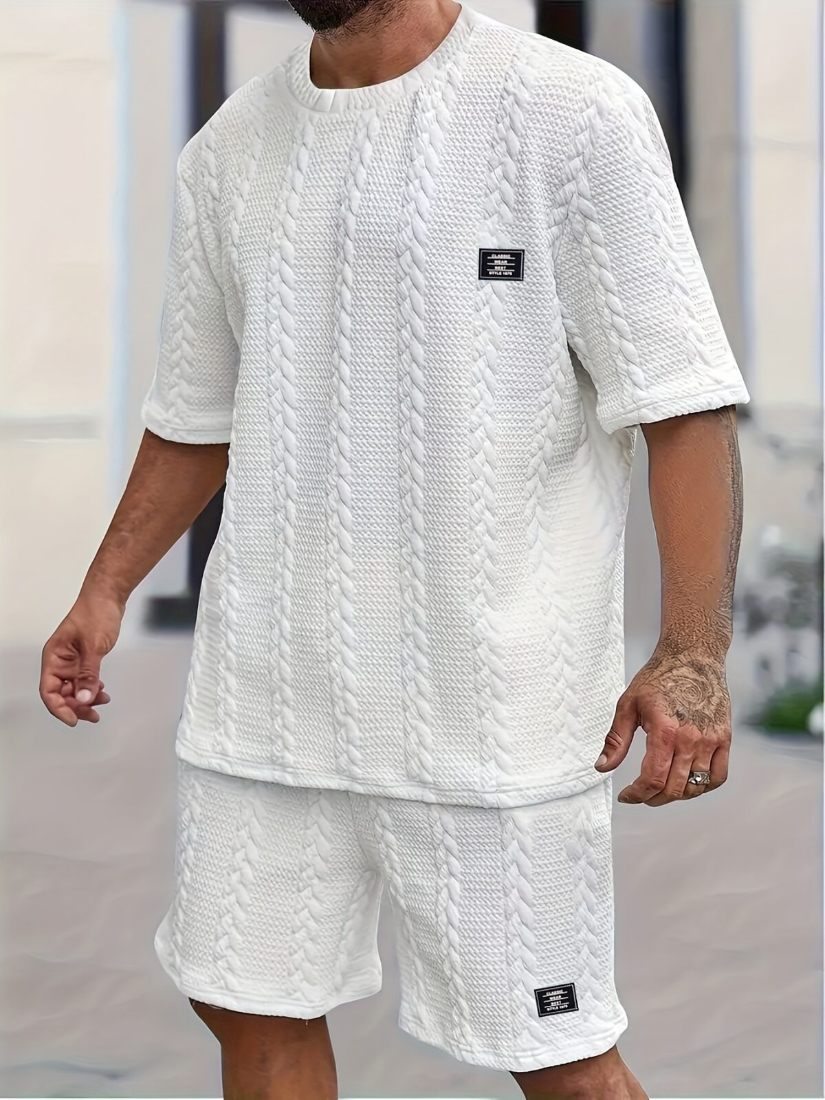 Womens Cable Knit Shorts Set in Cream stylish and comfortable summer outfit