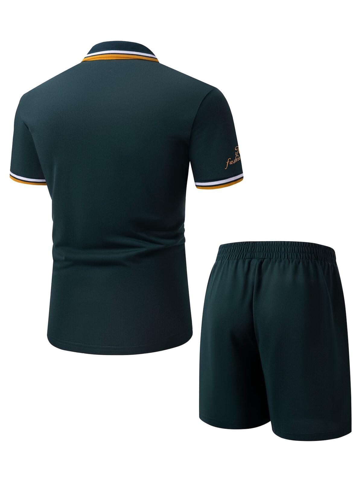 Newness Modern Mens Polo Shorts Set A stylish and comfortable polo shirt and shorts set perfect for summer The model wears the set showcasing its relaxed fit and modern design