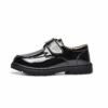 Polished black leather boys school shoes The Scholar by Newness showcasing premium quality and sophisticated style