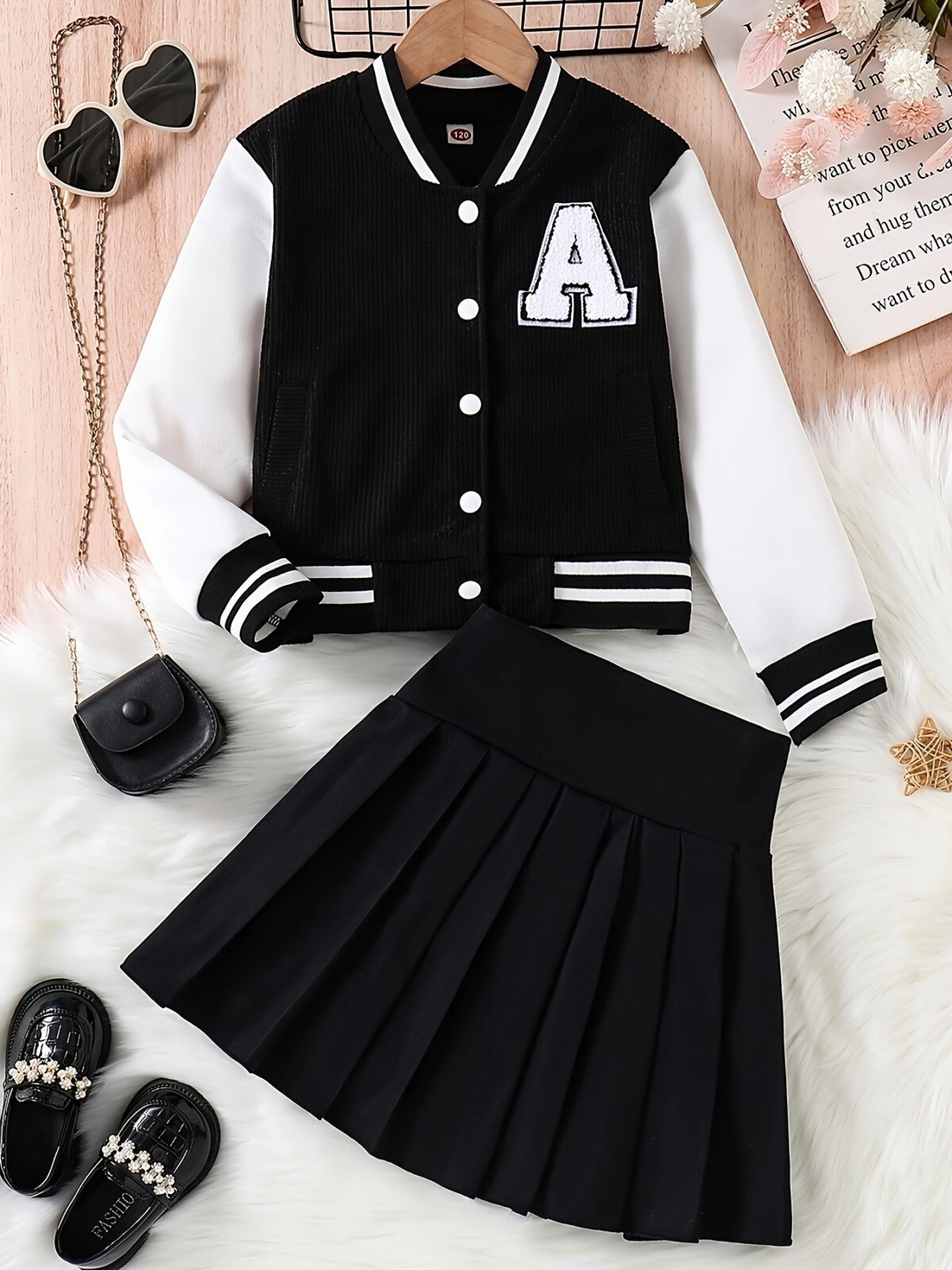 Adorable Pastel Dreams Preppy Skirt Set in soft pastel colors perfect for spring or fall The set includes a matching top and skirt ideal for girls