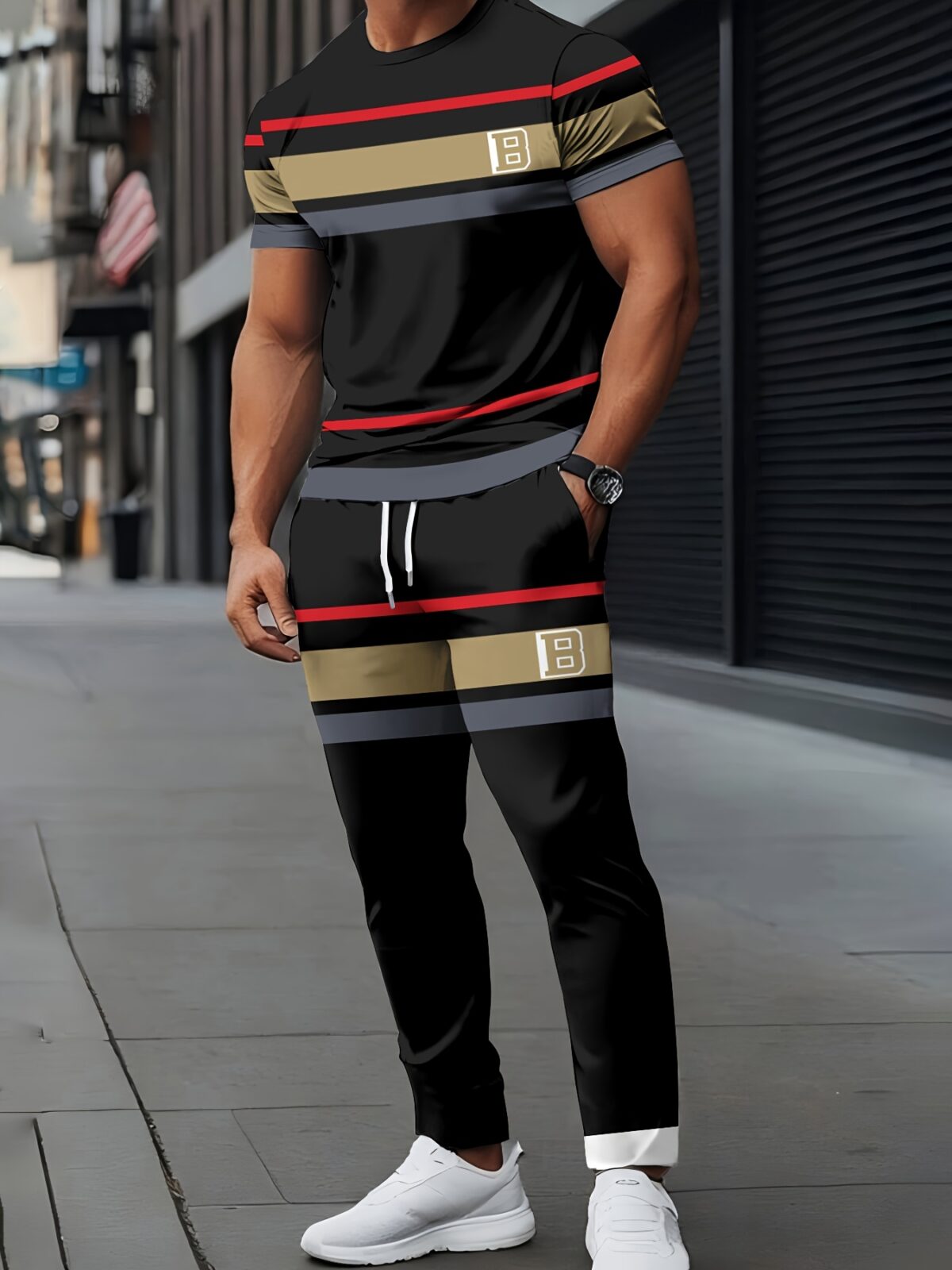 Stylish Newness Urban Edge Mens Print Tracksuit in premium polyester showcasing its comfortable and fashionable design