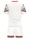 Model wearing Newness Dubai Nights Mens Print Set a stylish lightweight polyester outfit perfect for summer