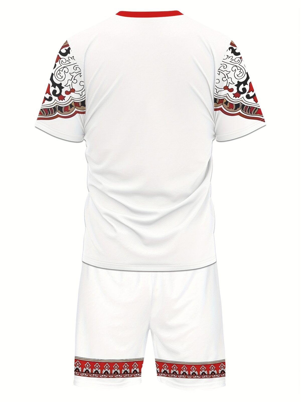 Model wearing Newness Dubai Nights Mens Print Set a stylish lightweight polyester outfit perfect for summer