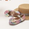 Adorable rainbow sparkly Mary Jane flats for girls perfect for adding a touch of sparkle to any outfit Comfortable and stylish kids shoes from Newness