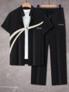 Newness Chicago Mens Casual Two Piece Set Stylish letter print two piece outfit perfect for any casual occasion