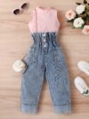 Adorable girls denim set from Newness perfect for spring summer or fall Features a stylish design and comfortable fit