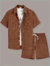 Effortless Chic Mens Summer Set in breathable polyester perfect for warm weather Model showcasing the stylish two piece outfit