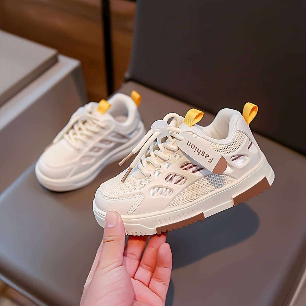 Stylish and breathable Newness Summer Breeze Kids Stripe Sneakers perfect for spring summer and fall Image shows kids striped sneakers in a close up