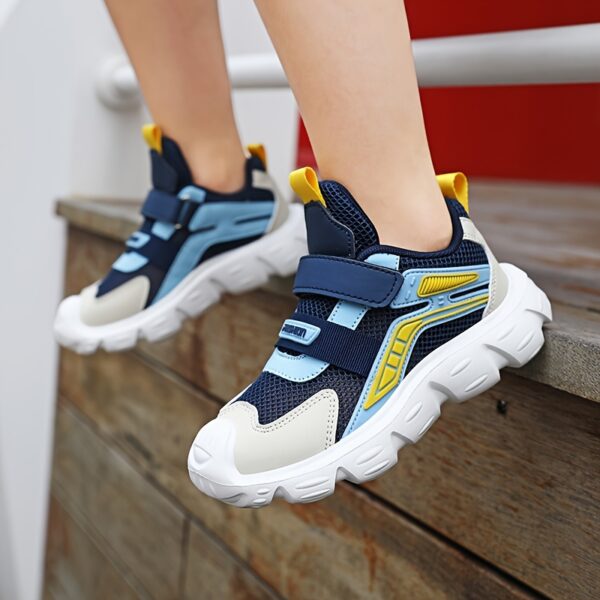 Newness Striped Hook  Loop Boys Casual Shoes Stylish and versatile boys casual shoes in blue and white stripes featuring breathable mesh and a comfortable EVA sole perfect for spring and summer