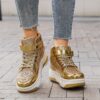 Newness Golden Glitter Roller Skate Sneakers for Kids   Shine bright in these comfortable and fun sneakers