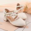 Enchanted Garden Pearl Girl Shoes by Newness Elegant girls shoes adorned with pearls perfect for any occasion