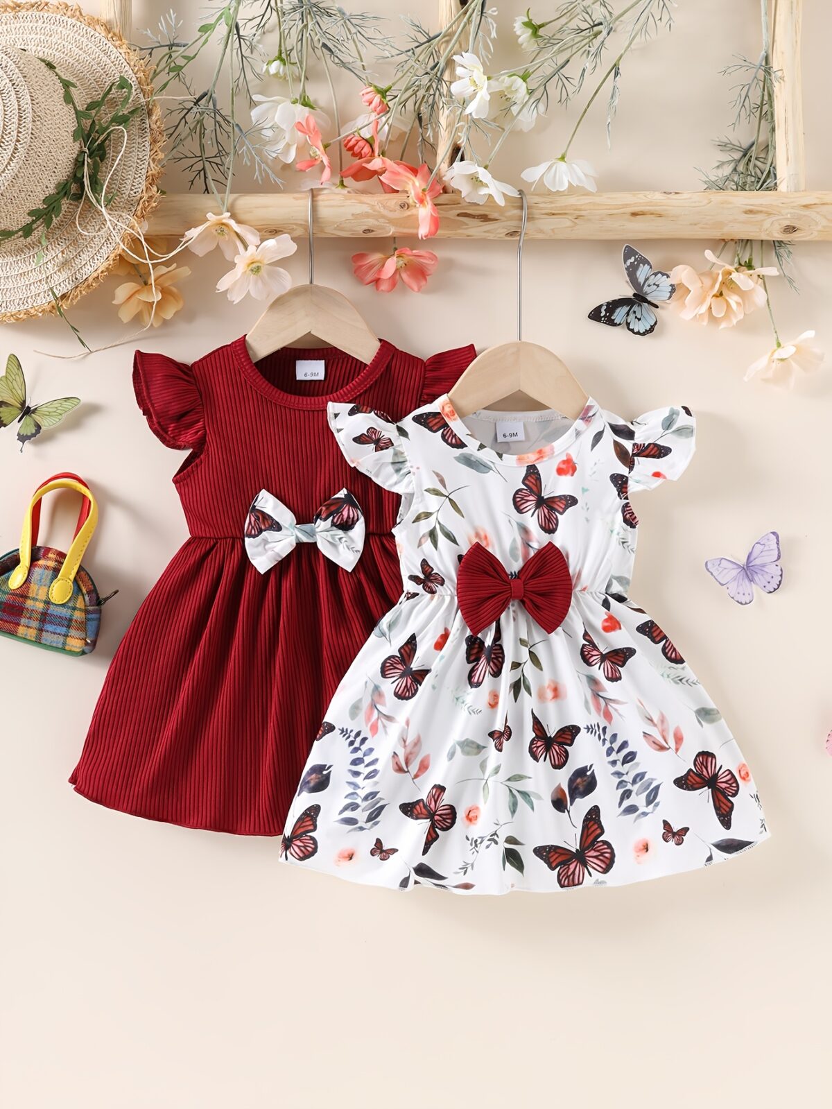 Adorable Flutterby Dreams Butterfly Dress for babies and toddlers showcasing its stylish and comfortable design The dress features a charming butterfly print