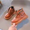 Newness Classic Side Zipper Boys Retro Boots in brown leather Perfect for Fall and Spring
