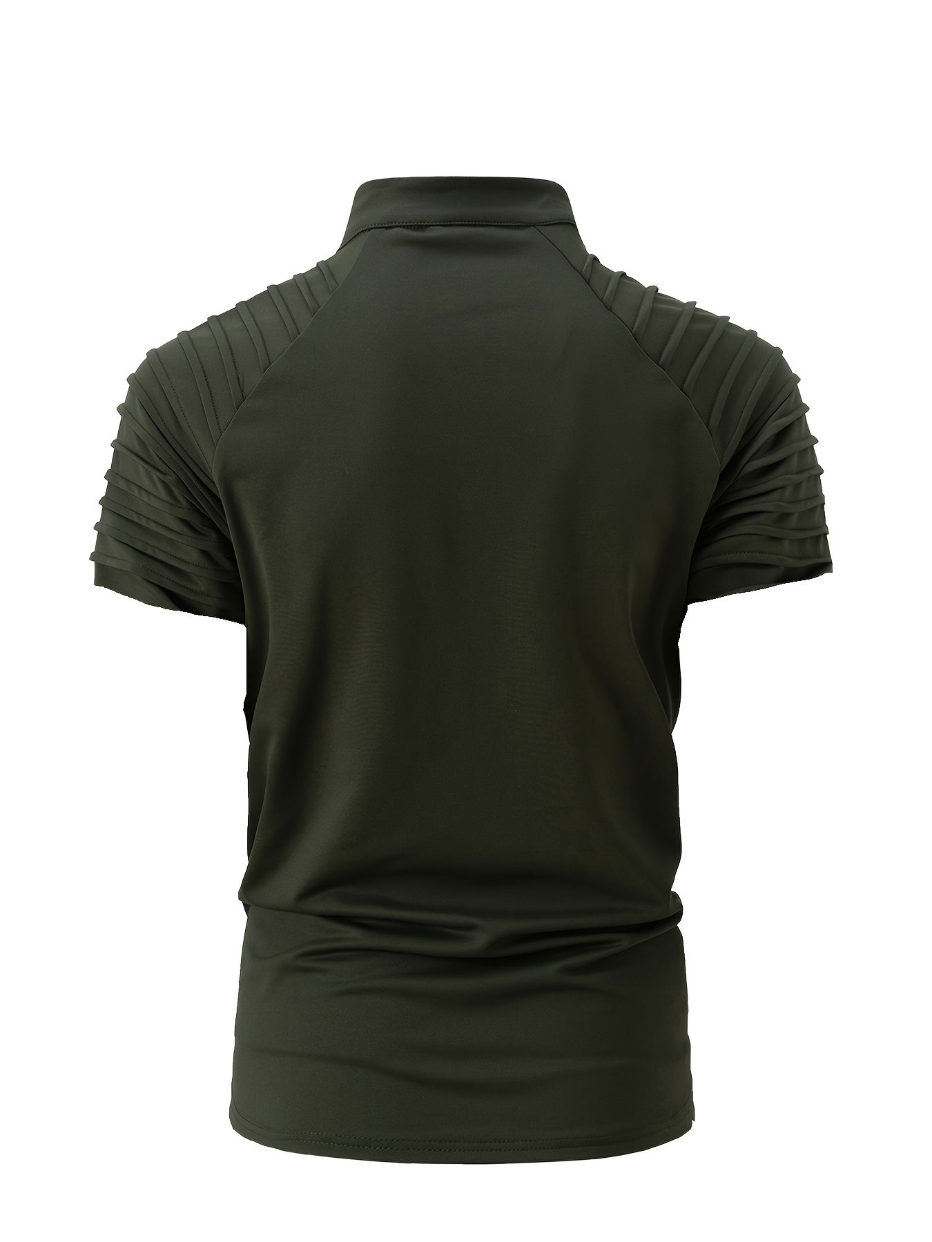 Men's Summer Tactical Training Shirt - Moisture-Wicking Short Sleeve with Stand Collar, Half-Zip Front & Ruched Arm Details - Casual Athletic Top for Outdoor Activities (Vibrant Orange), Smooth Stretch Fabric