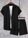 The Newness Riviera Escape Mens Summer Set A stylish and comfortable two piece outfit perfect for summer The model is wearing a crisp white shirt and coordinating shorts