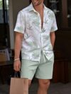 Stylish Riviera Escape Printed Shirt and Shorts Set in lightweight polyester from Newness Perfect for summer
