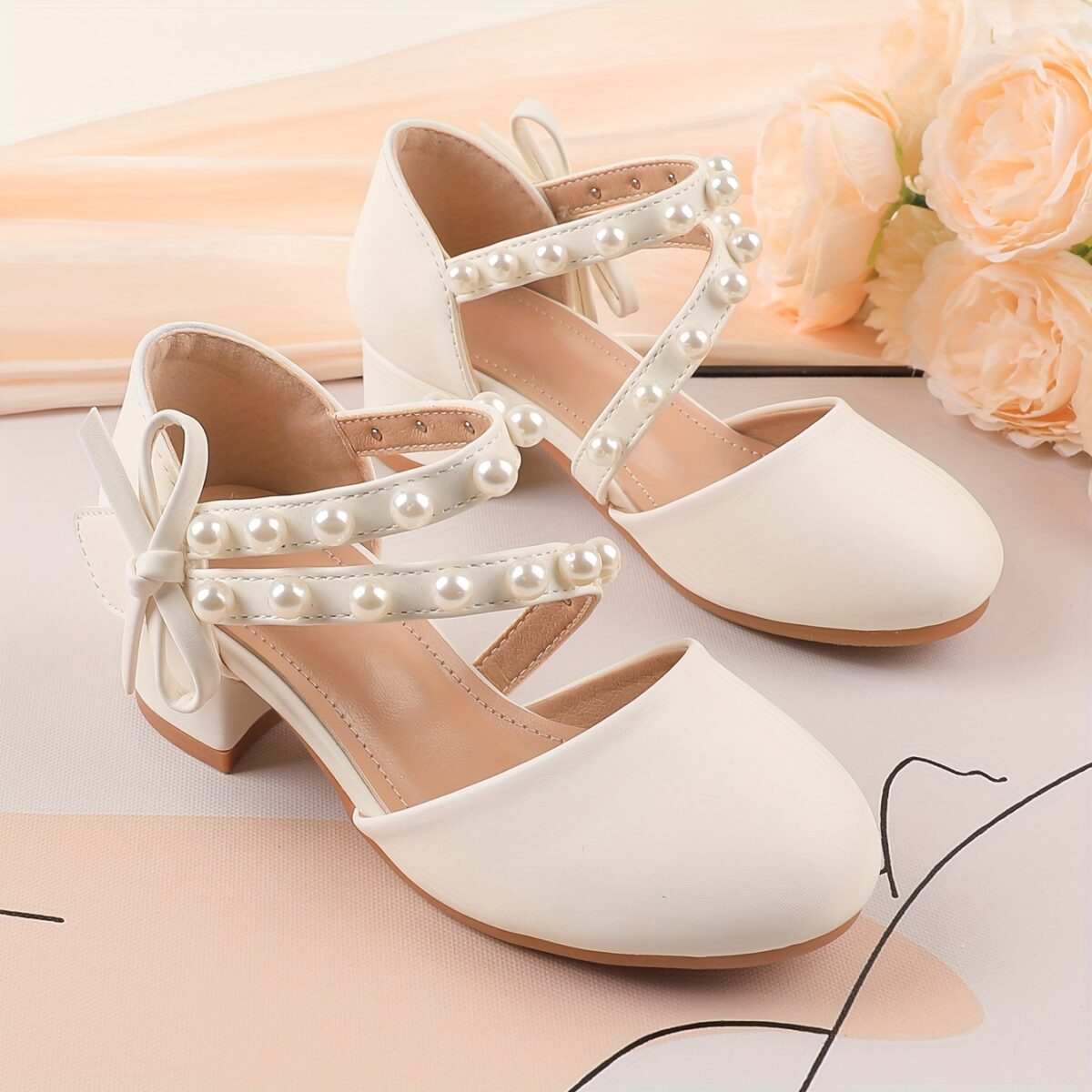 Enchanted Garden Pearl Girl Shoes by Newness Elegant girls shoes adorned with pearls perfect for any occasion